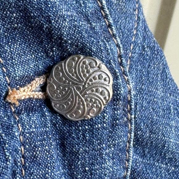 Tria Jean Jacket Fitted Floral Silver-toned Buttons XL - Picture 4 of 9